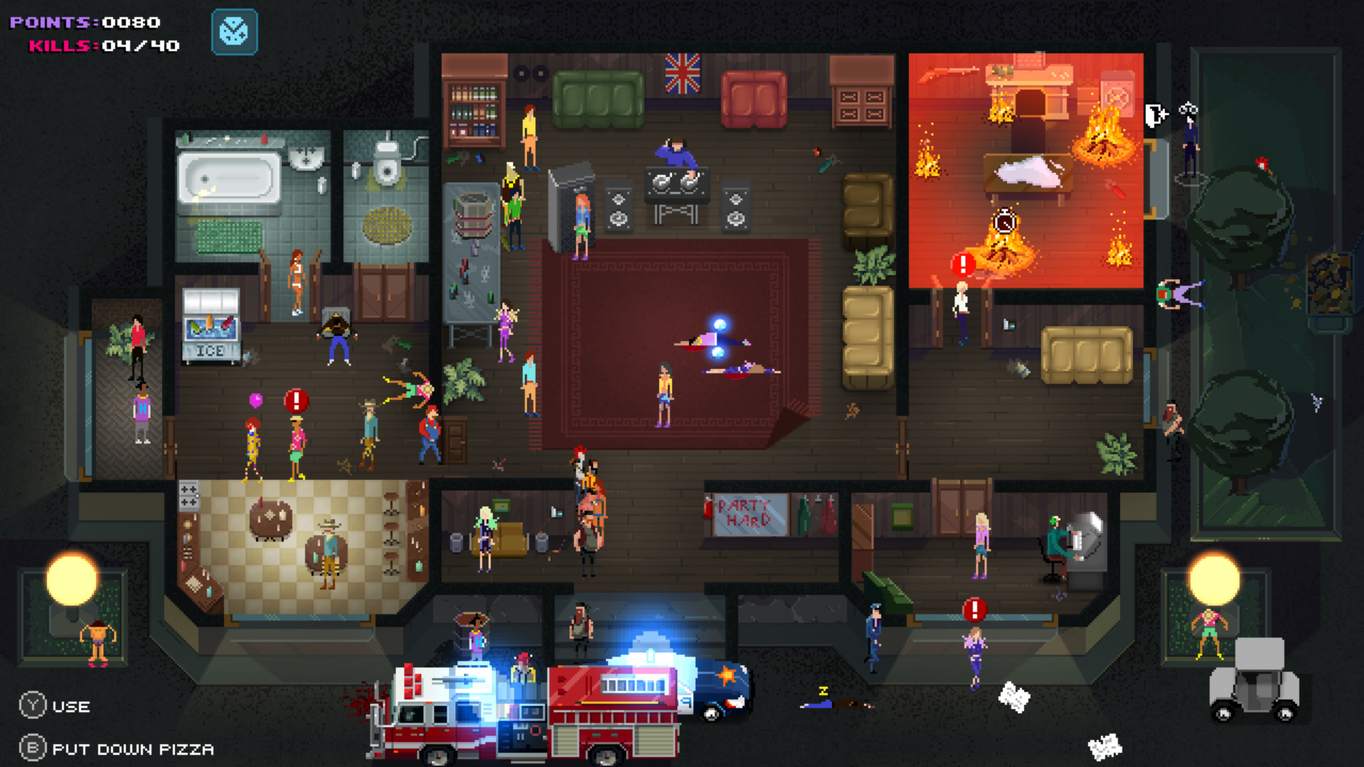 An original Party Hard level mid-chaos.